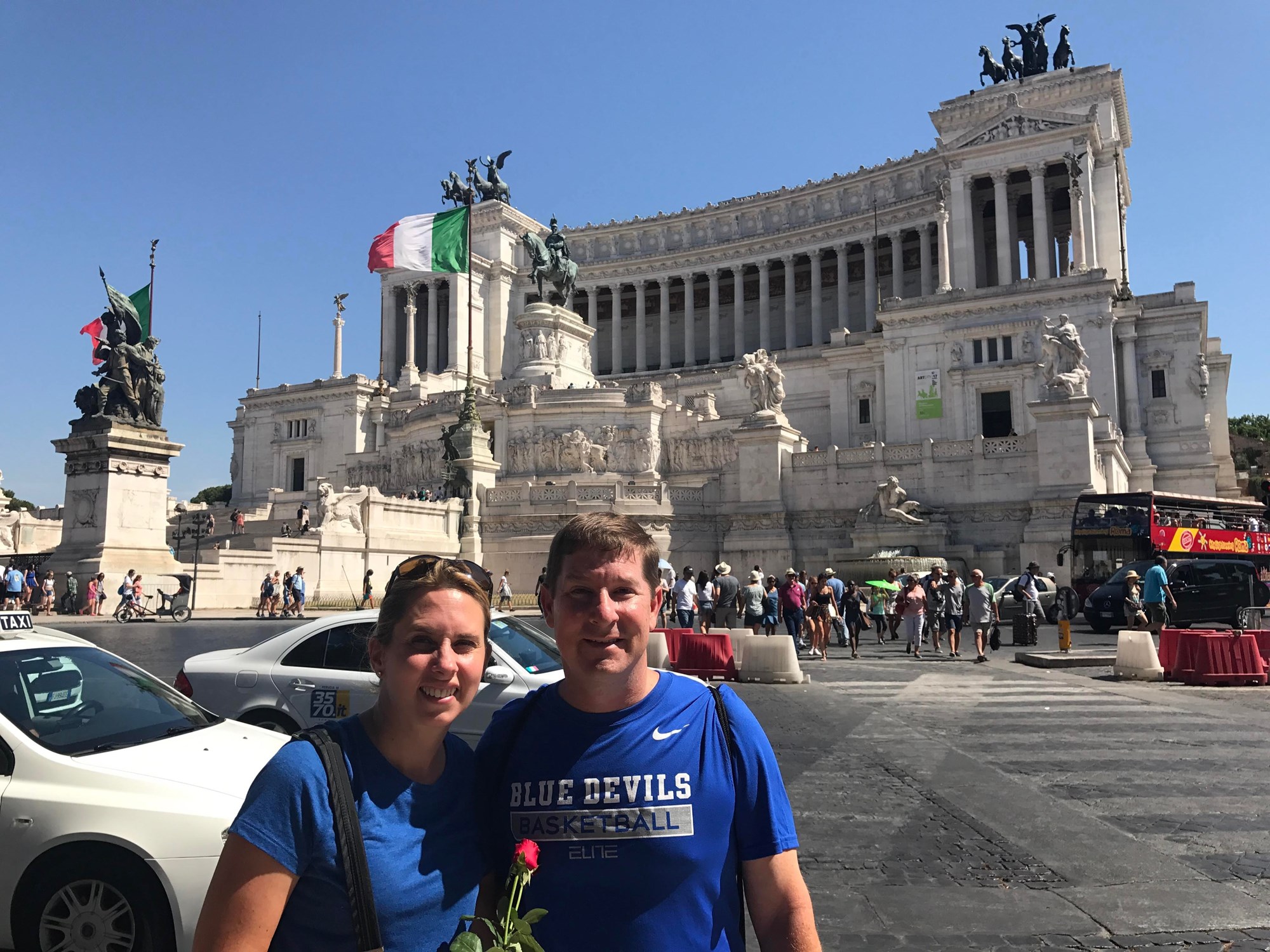 Lindy Brown and his wife, Christine, during a Duke women’s basketball international trip to Italy.